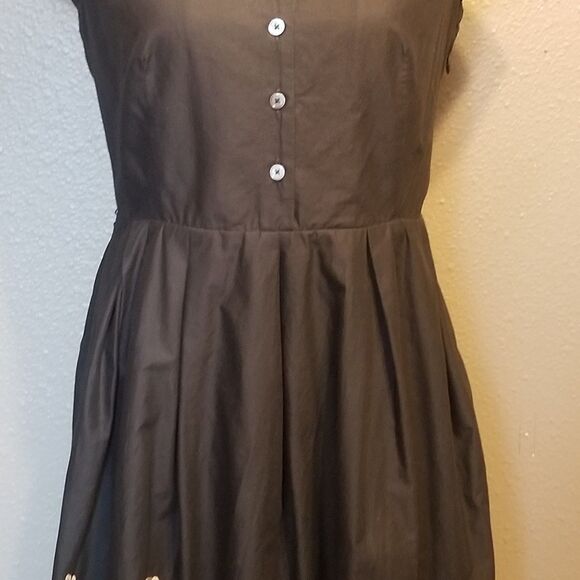 Talbots Dress 4P Petite Eyelet Lace Paisley Fit & Flare Button Front Preppy Boho - Picture 3 of 9
